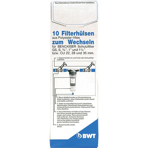 Interchangeable box with replacement filter fleece for protective filter and universal filter II Standard 1