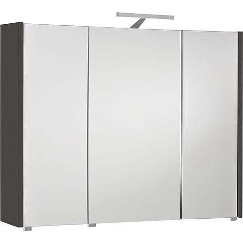 Mirror cabinet with lighting High-gloss anthracite 3 doors 950x750x188 mm