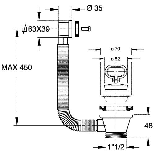 Flow set with overflow grate Standard 2