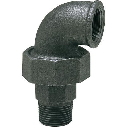 Malleable cast iron fitting, black, elbow connector (IT x ET) Standard 1