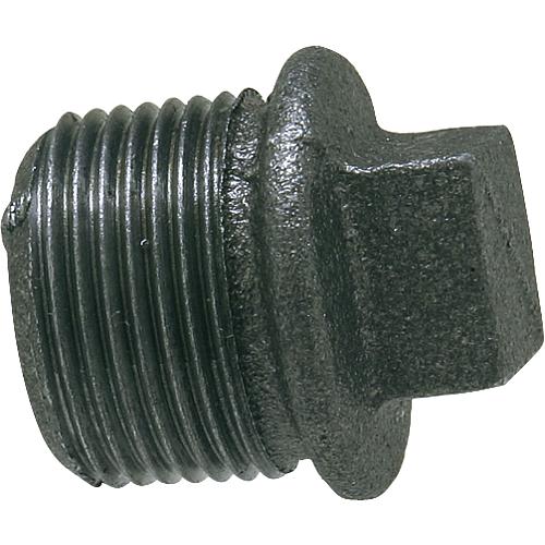 Raccord en fonte malléable, Bouchon noir avec butée (filetage mâle) Standard 1