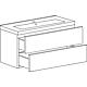 Base cabinet + ceramic washbasin EGAN, matt white/knotted oak, 2 drawers, 853x466x455 mm