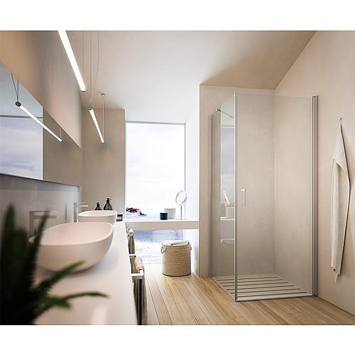 Eloa corner shower cubicle, 1 hinged door and 1 side panel with stabilising rod Standard 1