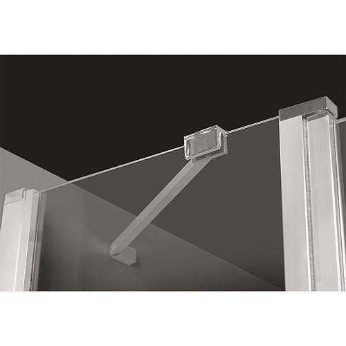 Cabine de douche d´angle Eloa, 1 porte pivotante avec élément fixe en verre et barre de Stabilisation, 1 paroi latérale avec barre Anwendung 1