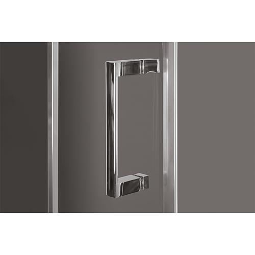 Cabine de douche d´angle Eloa, 1 porte pivotante avec élément fixe en verre et barre de Stabilisation, 1 paroi latérale avec barre Anwendung 3