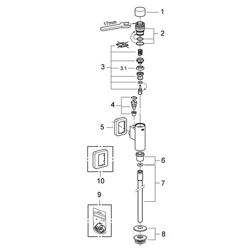 Pièces de rechange pour robinet temporisé d´urinoir type Rondo