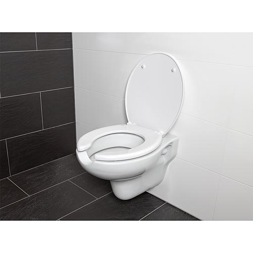 Elida toilet seat, hygiene recess on lid open