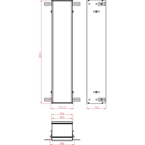 sis module steel installation frame, for flush-mounted module 809/811 mm Standard 1