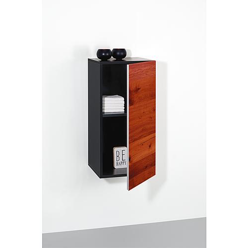 Tall cabinet ELA with soft close body, black smt, front dark oak veneer, 400x800x350 mm