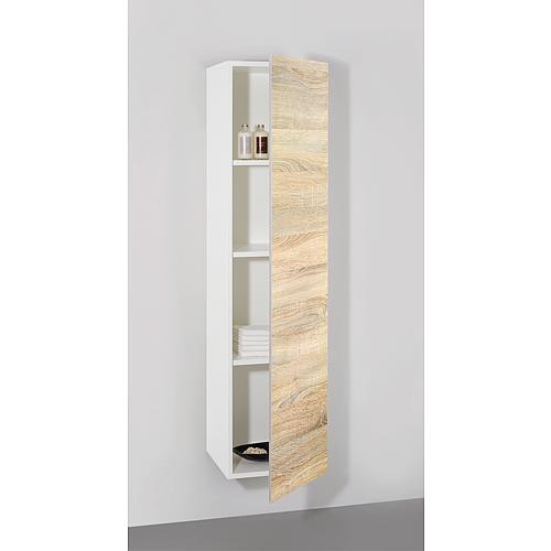 Tall cabinet ELA with soft close body, white smt, front rough-sawn oak, 400x1600x350 mm