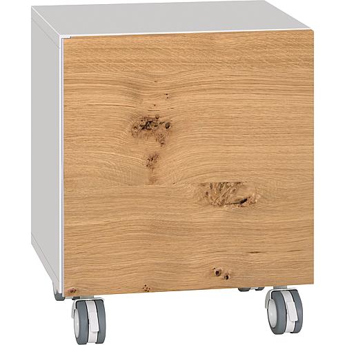 Roller container ELA, body white smt, front light oak veneer, 400x400x350 mm