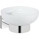Soap holder Elean with wall bracket, chrome-plated brass, satin finish glass