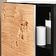 Tall cabinet ELA with soft close body, black smt, front light oak veneer, 400x1600x350 mm