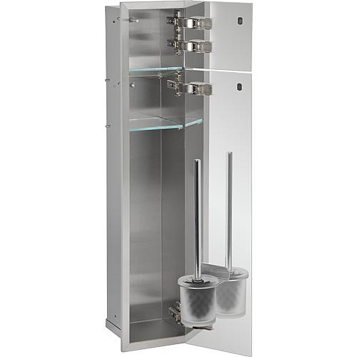 Toilet wall container Bend, 2 grey glass doors, W x H: 180x825 mm, right stop