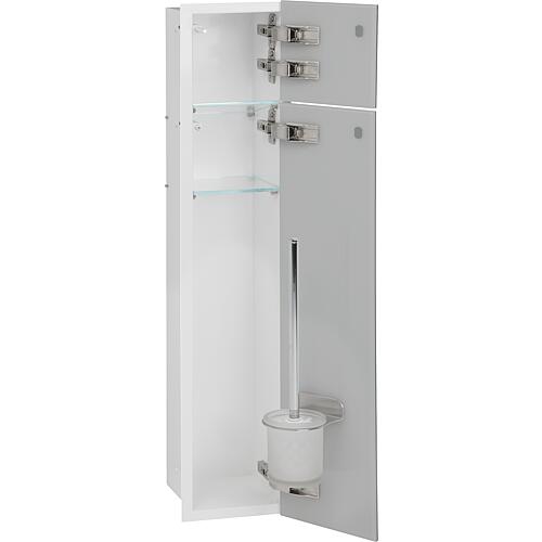 Niche à encastrer en inox pour WC, fermée 800, 2 portes vitrées, blanc Standard 11