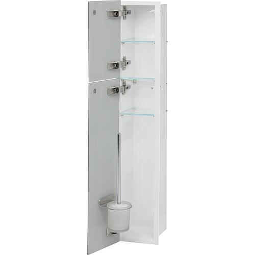 Built-in stainless steel toilet container, enclosed 950, 2 glass doors, white Standard 5