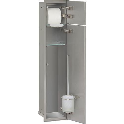 Built-in stainless steel toilet container, enclosed 800, 2 tileable doors, flush mounting