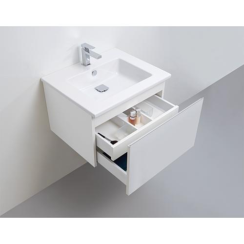 Base cabinet + washbasin ELA in ceramic, body white smt, front high-gloss white decor, 610x420x510 mm