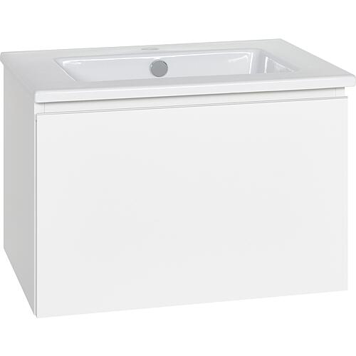 Base cabinet + washbasin ELA in ceramic, body white smt, front high-gloss white decor, 610x420x510 mm