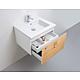 Base cabinet + washbasin in ceramic ELA, body white smt, front light oak veneer, 610x420x510 mm