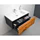 Base cabinet + washbasin in ceramic ELA, body black smt, front dark oak veneer, 910x420x510 mm