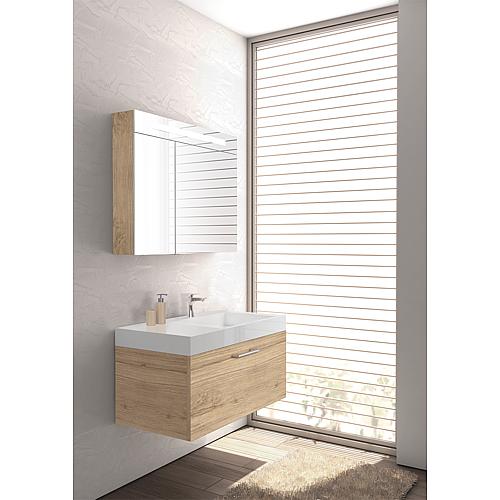 Bathroom furniture set ELISA series MAA, knotty oak with mirrored cabinet