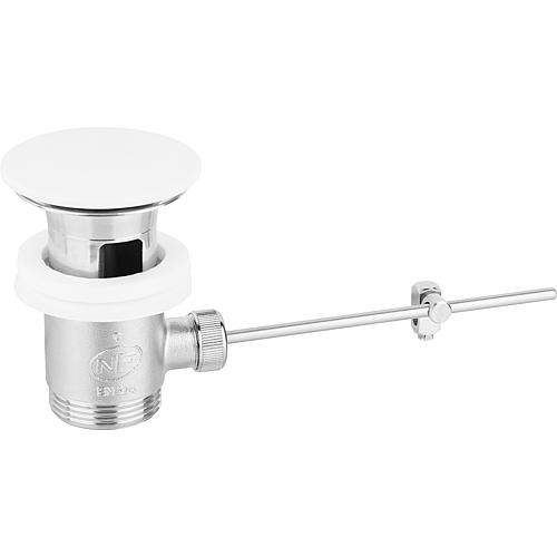 Eccentric fitting DN 32 (1 1/2"), matt chromium-plated brass, with excenter plugs ceramic white Standard 1