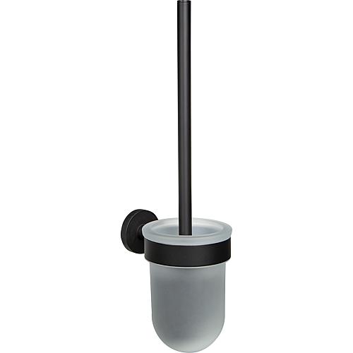 Toilet brush set Eldrid nero, with wall bracket, brass, black