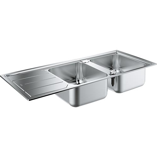 Stainless steel sink K500, with draining board
 Standard 1