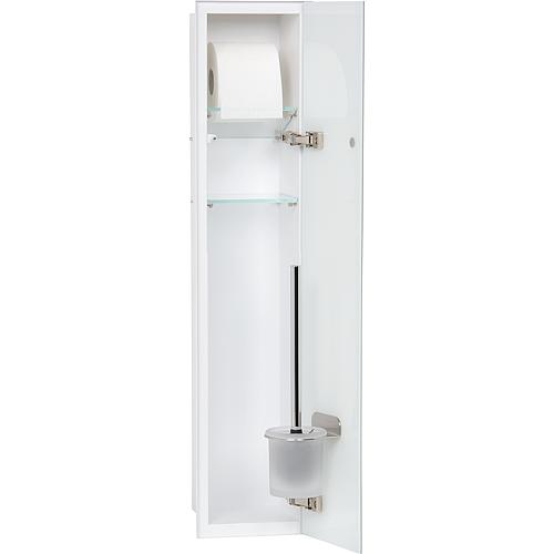 Conteneur encastré WC en acier inoxydable, fermé 800, montage à fleur, 1 porte vitrée, blanc Anwendung 2