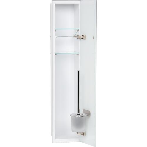 Conteneur encastré WC en acier inoxydable, fermé 800, montage à fleur, 1 porte vitrée, blanc Standard 1