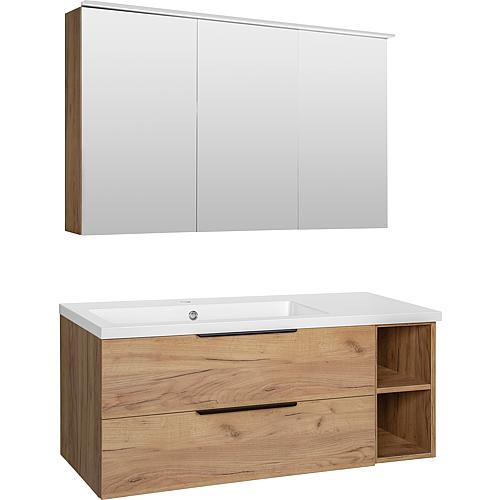 Bathroom furniture set Lossa, 2 drawers, 2 open shelves, cortina knotty oak