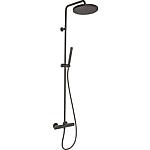 Shower system Muun Nero bar hand shower, overhead shower Ø 250 mm and thermostat matt black