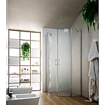 Eloa 2.0 quarter circle shower cubicle, 2 swing doors and 2 glass fixed sections with 2 stabilising rods