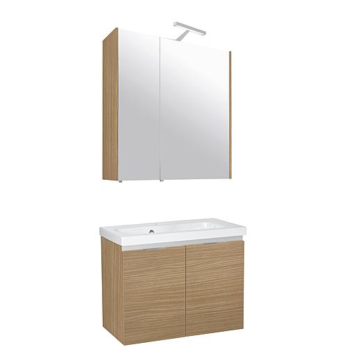 Kit meuble salle de bain EOLA 2 portes chêne nature largeur 700 mm