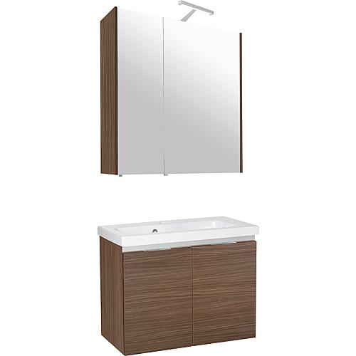 Kit meuble salle de bain EOLA 2 portes chêne kaki largeur 700 mm