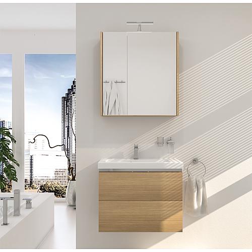 Bathroom furniture set EOLA, natural oak, width 700 mm, 2 drawers