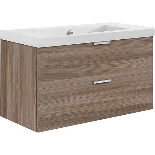 Base cabinet + ceramic washbasin EPIL, hemp elm, 2 drawers 710x550x510 mm