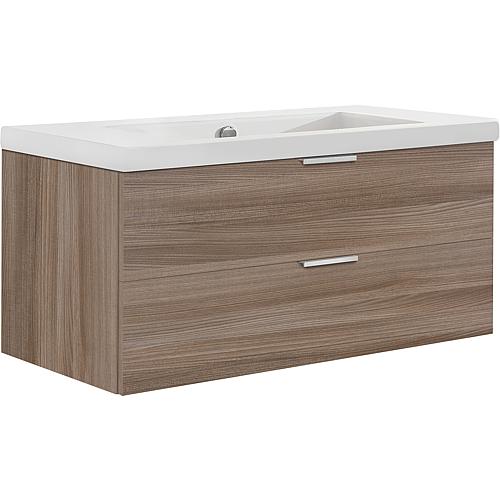 Base cabinet + ceramic washbasin EPIL, hemp elm, 2 drawers 1060x550x510 mm