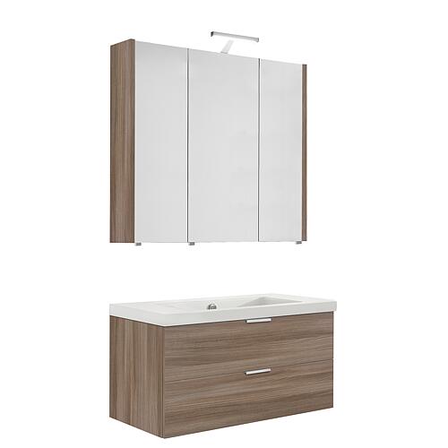 Ensemble de meubles de salle de bains EPIL Série MBF chanvre orme, 2 tiroirs largeur 860mm