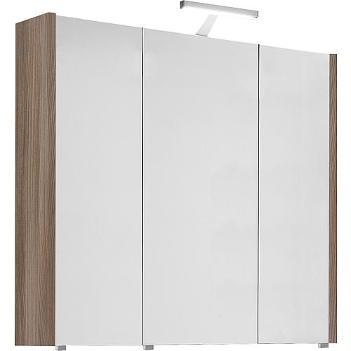 Armoire à glace avec éclairage en chanvre orme, 3 portes 850x750x188mm