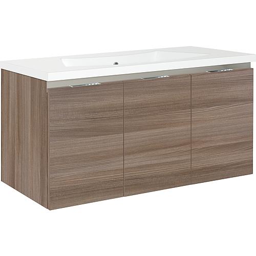 meuble sous vasuqe + vasque fonte minerale EMOVI chanvre orme, 3 portes 1060x535x510 mm