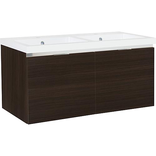 Base cabinet + washbasin EPIC in cast mineral composite, beaver oak, 2 drawers, 1210x580x510 mm