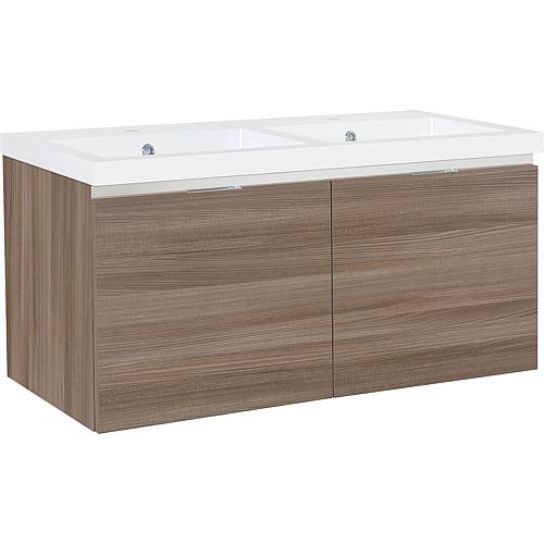 Base cabinet + washbasin EPIC in cast mineral composite, hemp elm, 2 drawers, 1210x580x510 mm