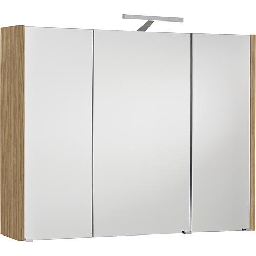 Armoire à miroir avec éclairage chêne nature, 3 portes 950x750x188 mm