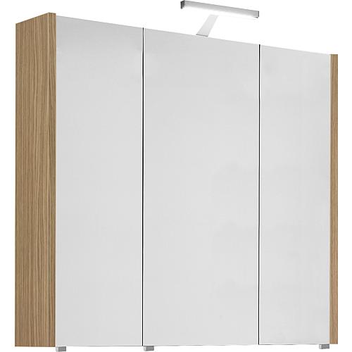 Armoire à glace avec éclairage chêne naturel, 3 portes 850x750x188mm