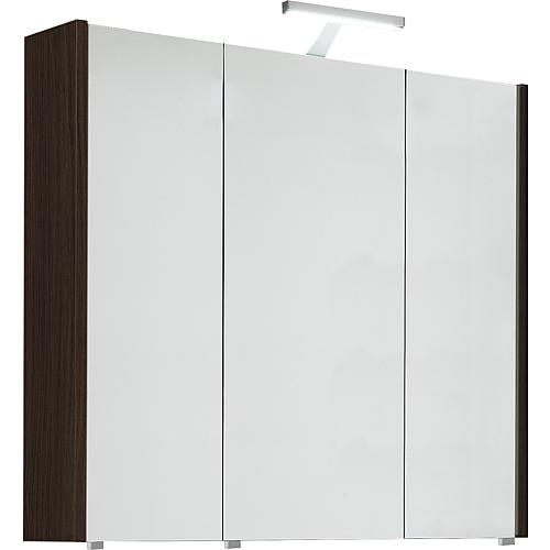 Mirrored cabinet with lighting, beaver oak, 3 doors, 850x750x188 mm