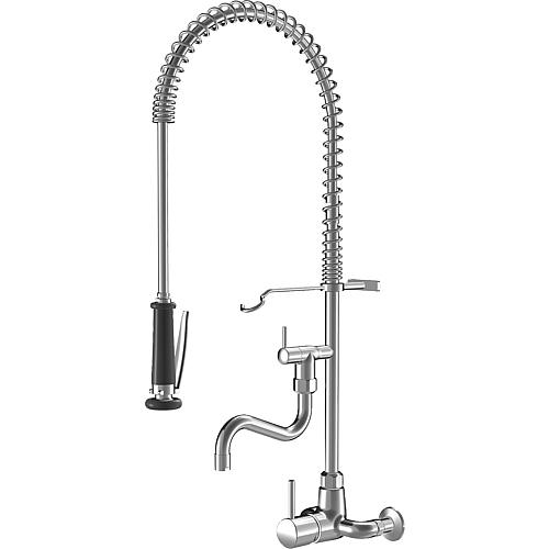Single lever sink mixer KWC Gastro with dishwashing spray chrome