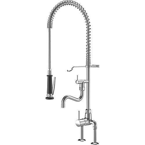 Single lever sink mixer KWC Gastro with dishwashing spray chrome
