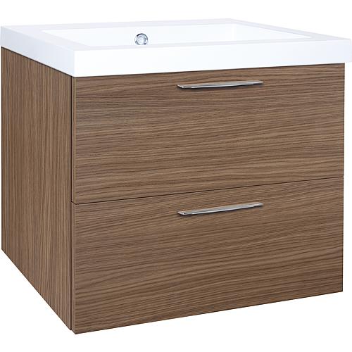 Base cabinet + cast mineral washbasin EKRY, khaki oak, 2 drawers, 610x550x510 mm